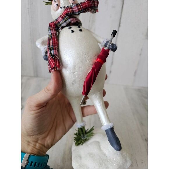 Snowman umbrella large decor figurine statue Xmas - Picture 7 of 9